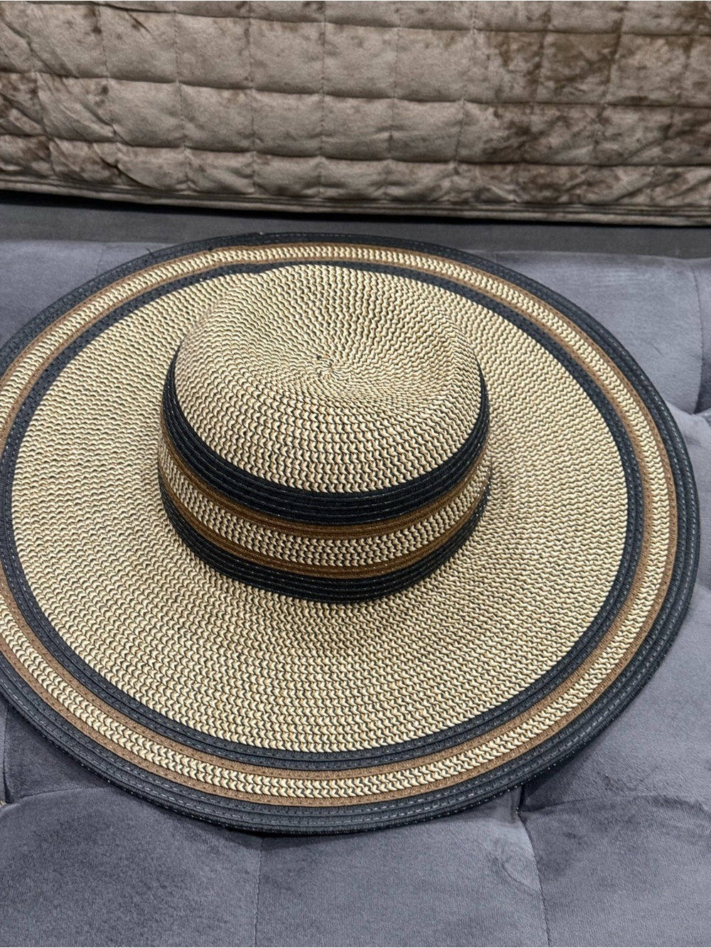 Magid Two-Tone Straw Sun Hat in Natural and Black
